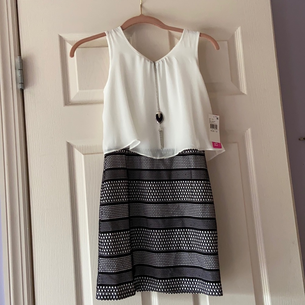 Black and White Dress with Necklace